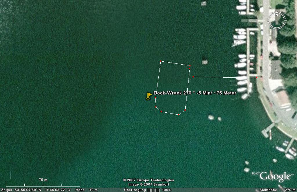 angedeutete Lage des Docks bei Google Erth angedeutete Lage des Docks bei Google Erth